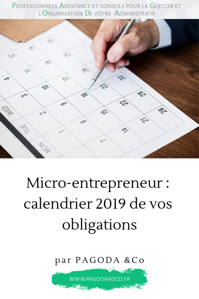 Micro-entrepreneur : Calendrier 2019 des obligations