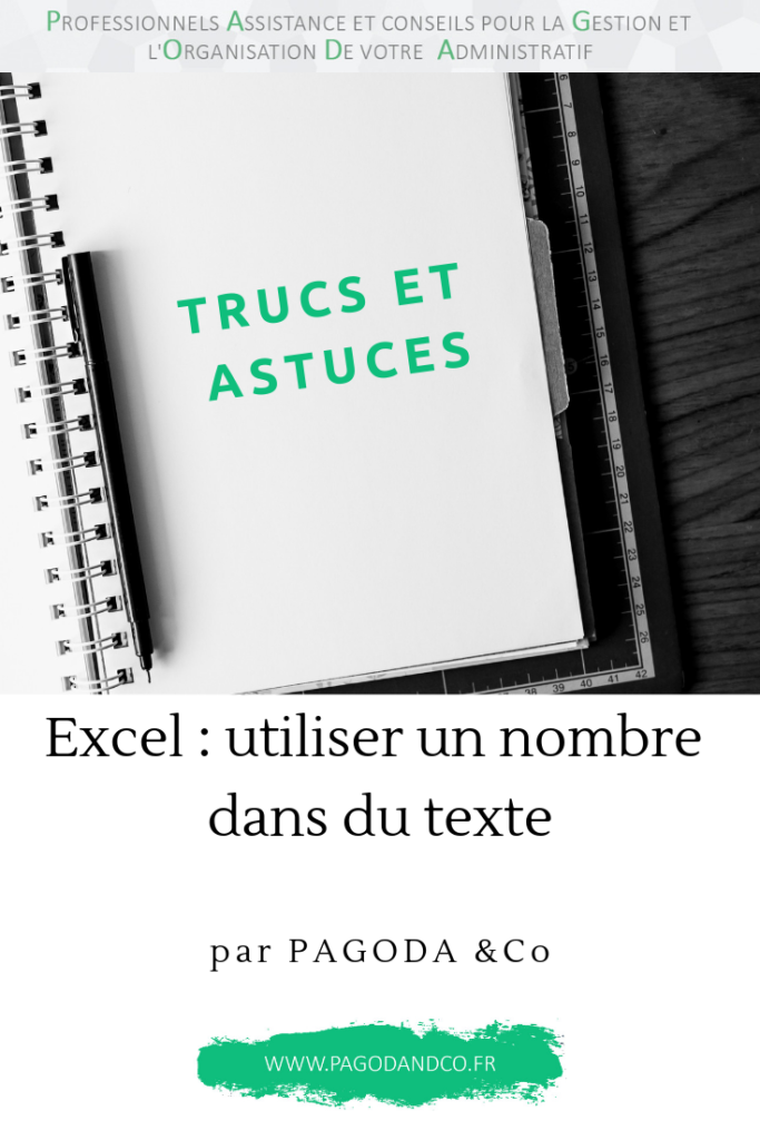 Excel : utiliser un nombre dans du texte