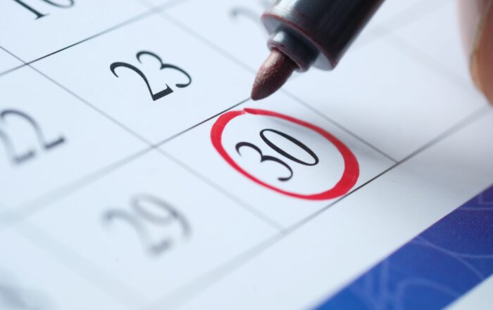 Calendrier avec le 30 entouré